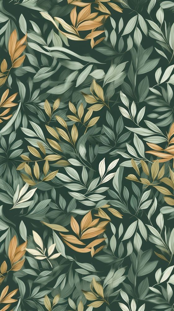 Green vintage leave pattern plant backgrounds repetition. AI generated Image by rawpixel.