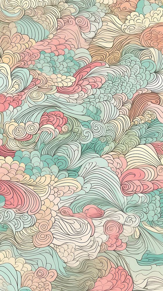 Pastel vintage doodle pattern drawing sketch art. AI generated Image by rawpixel.