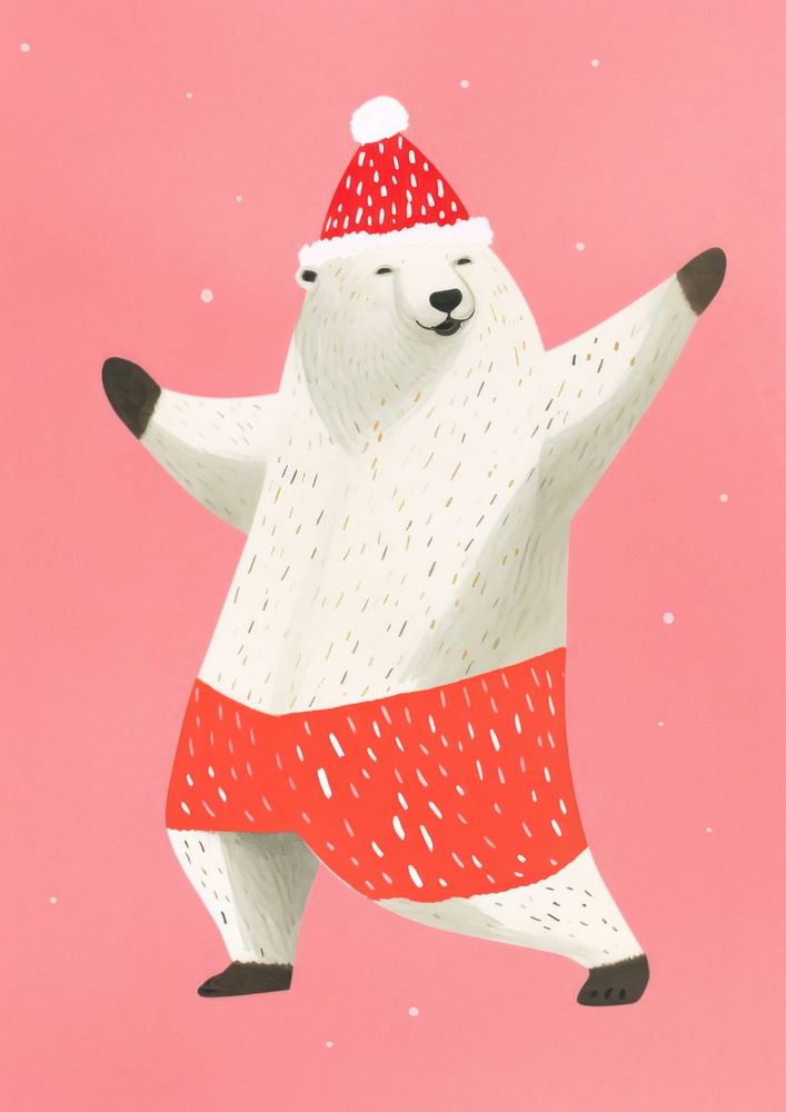 Bear wear santa costume dancing snowman mammal winter. AI generated Image by rawpixel.