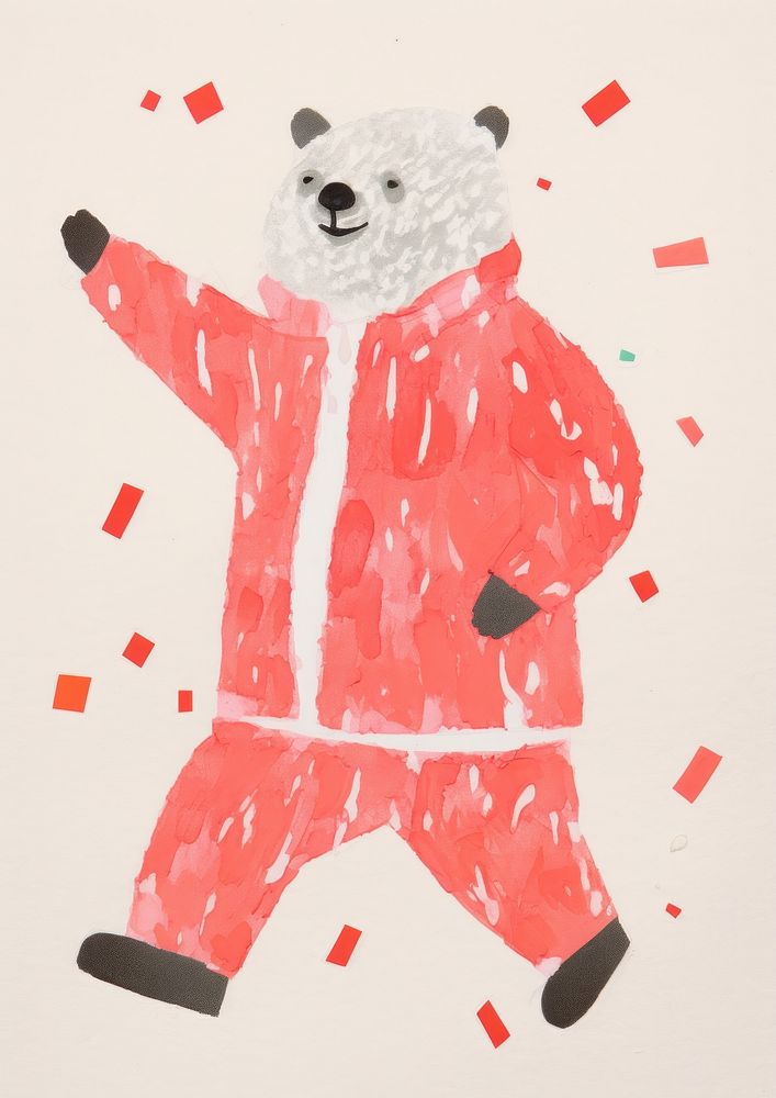 Bear wear santa costume dancing art paper representation. AI generated Image by rawpixel.