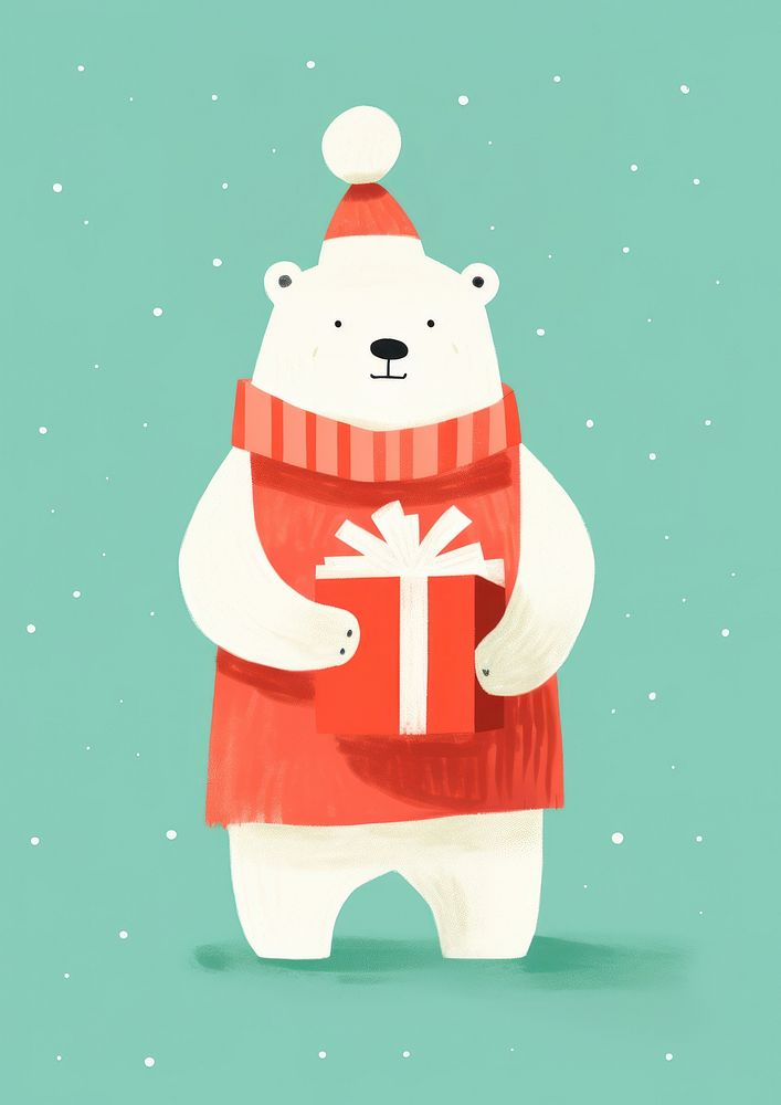 Polar bear wear santa costume winter cute snow. AI generated Image by rawpixel.