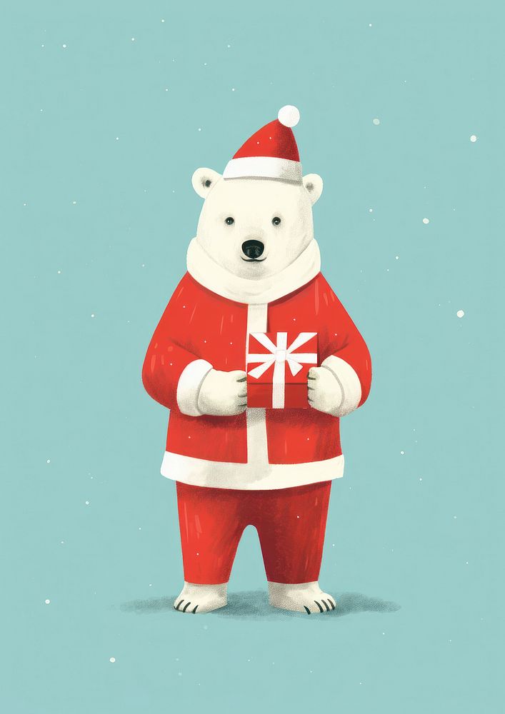 Polar bear wear santa costume winter representation celebration. AI generated Image by rawpixel.