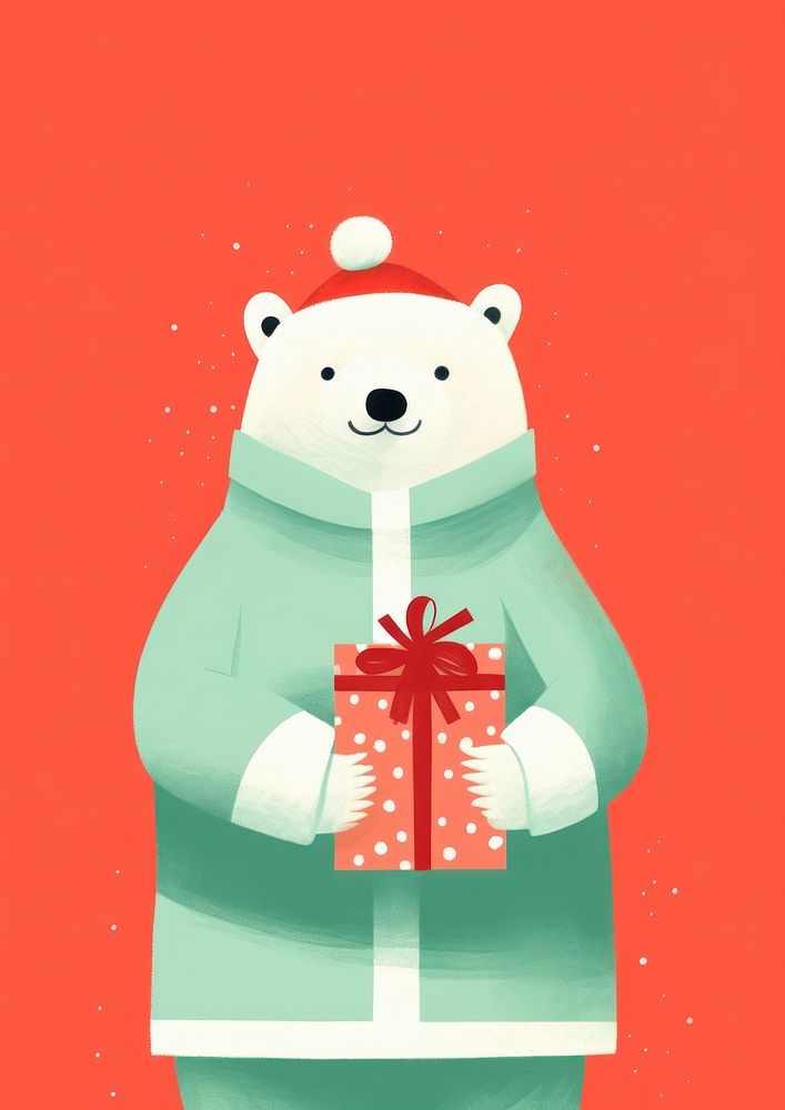 Polar bear wear santa costume winter cute gift. AI generated Image by rawpixel.