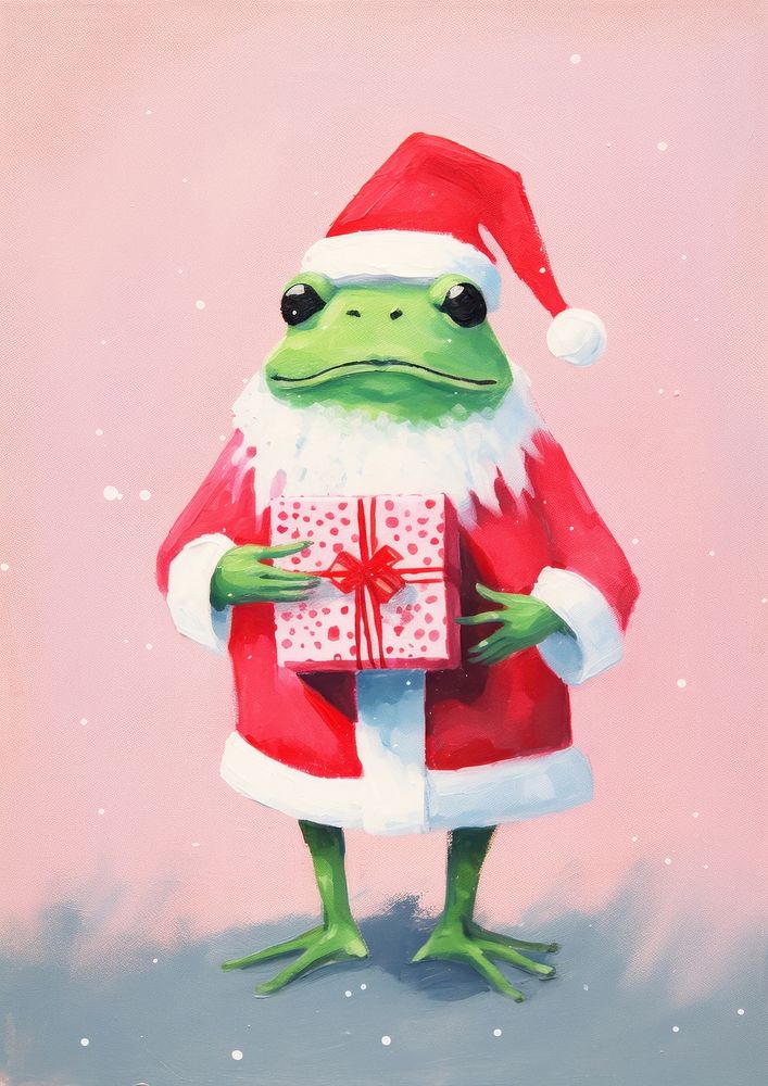 Frog christmas winter nature. AI generated Image by rawpixel.