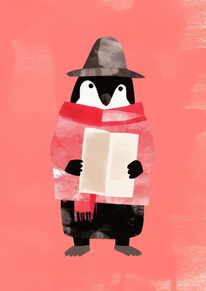 Penguin paper bird red. AI generated Image by rawpixel.