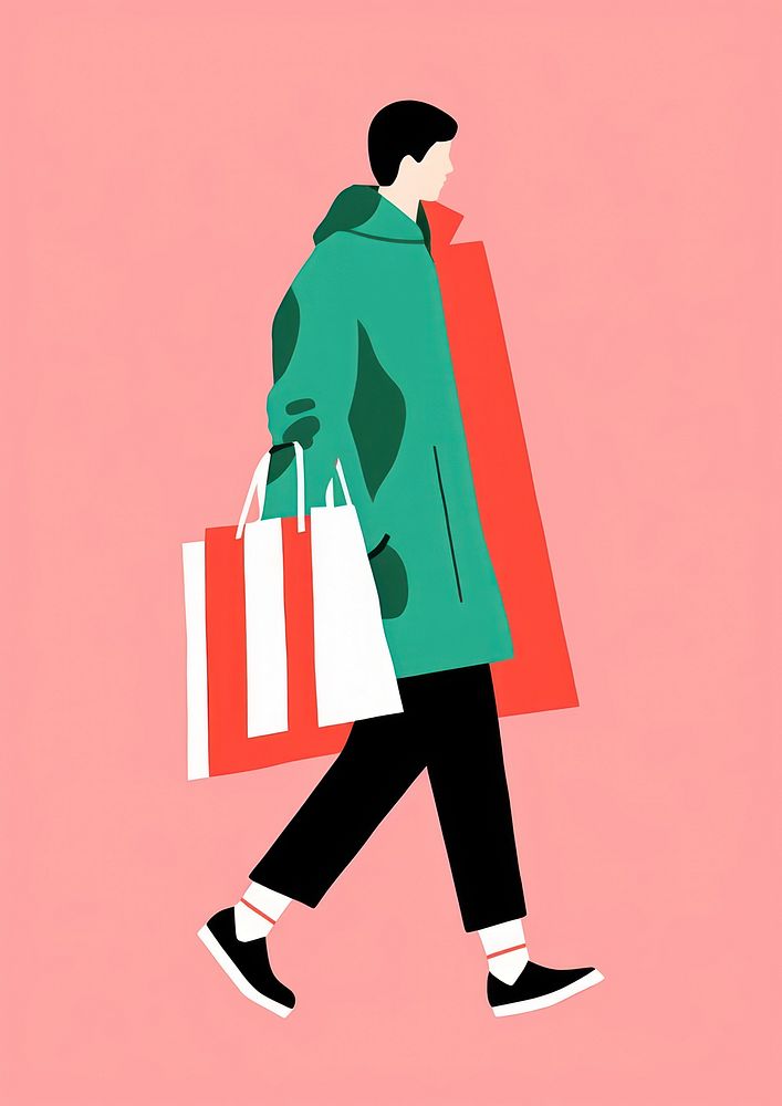 Cat wear wintr coat hold shopping bag walking adult consumerism. AI generated Image by rawpixel.