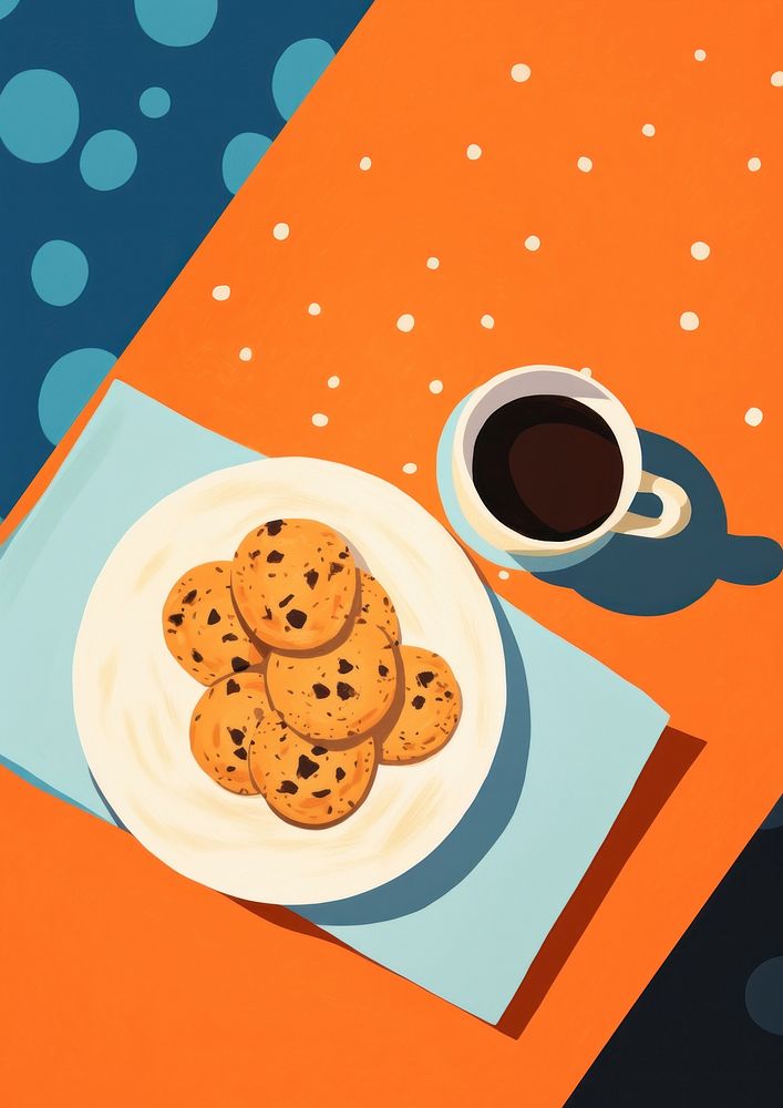 Cookie plate coffee drink. AI generated Image by rawpixel.