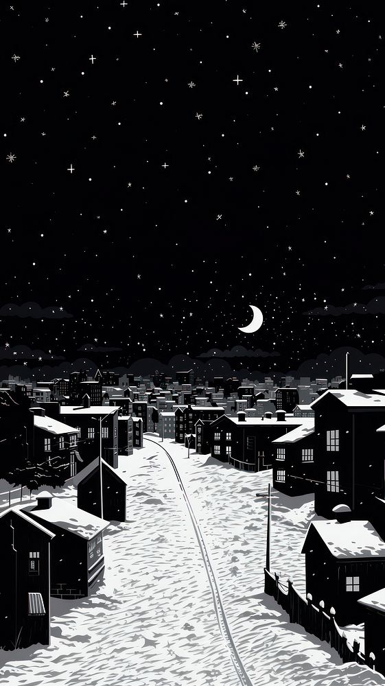 Winter night snow architecture