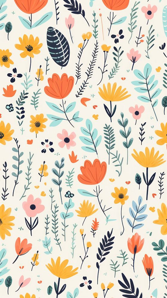 Summer flowers pattern backgrounds wallpaper. AI generated Image by rawpixel.