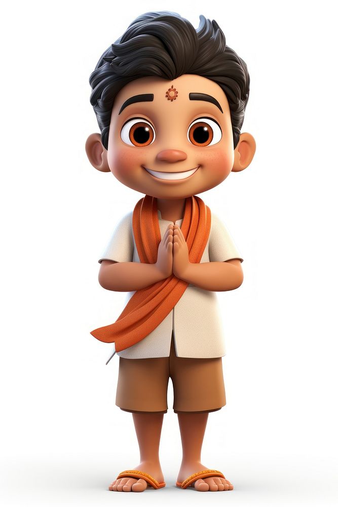 Happy indian boy cute white background spirituality. AI generated Image by rawpixel.