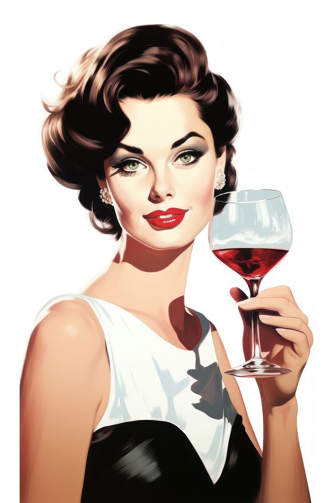 A classy woman holding a wine glass adult drink white background. AI generated Image by rawpixel.