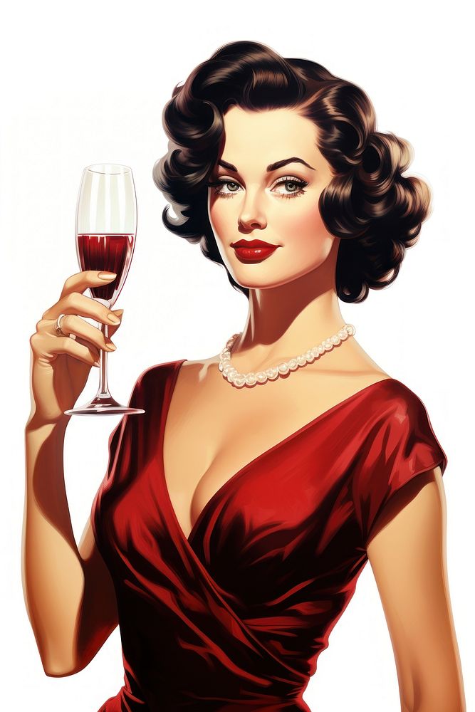 A classy woman holding a wine glass jewelry dress drink