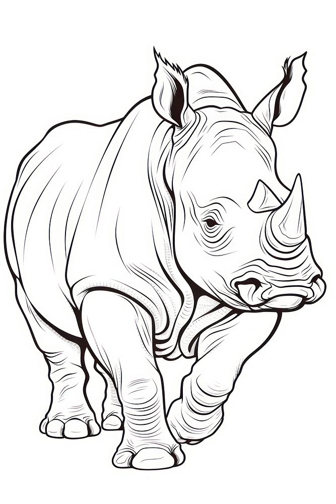 Safari rhino wildlife drawing animal. AI generated Image by rawpixel.