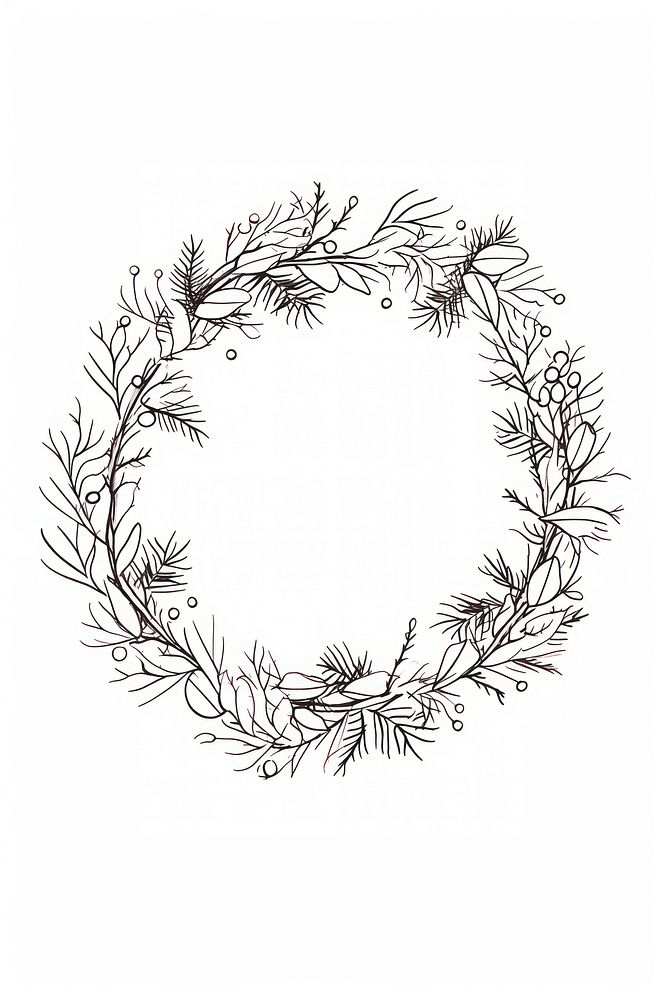 Christmas wreath drawing sketch plant. AI generated Image by rawpixel.