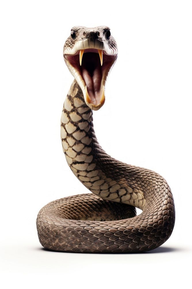 A dangerous attacking snake reptile animal white background. AI generated Image by rawpixel.