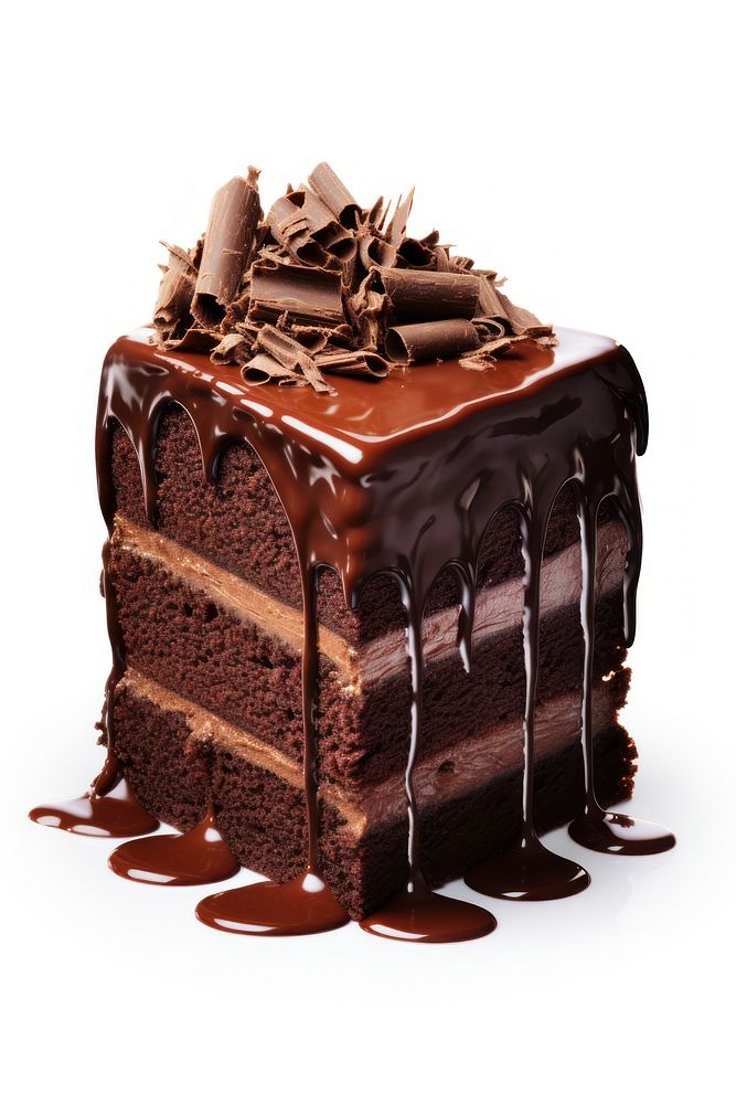 A dark chocolate fudge cake dessert food white background. AI generated Image by rawpixel.