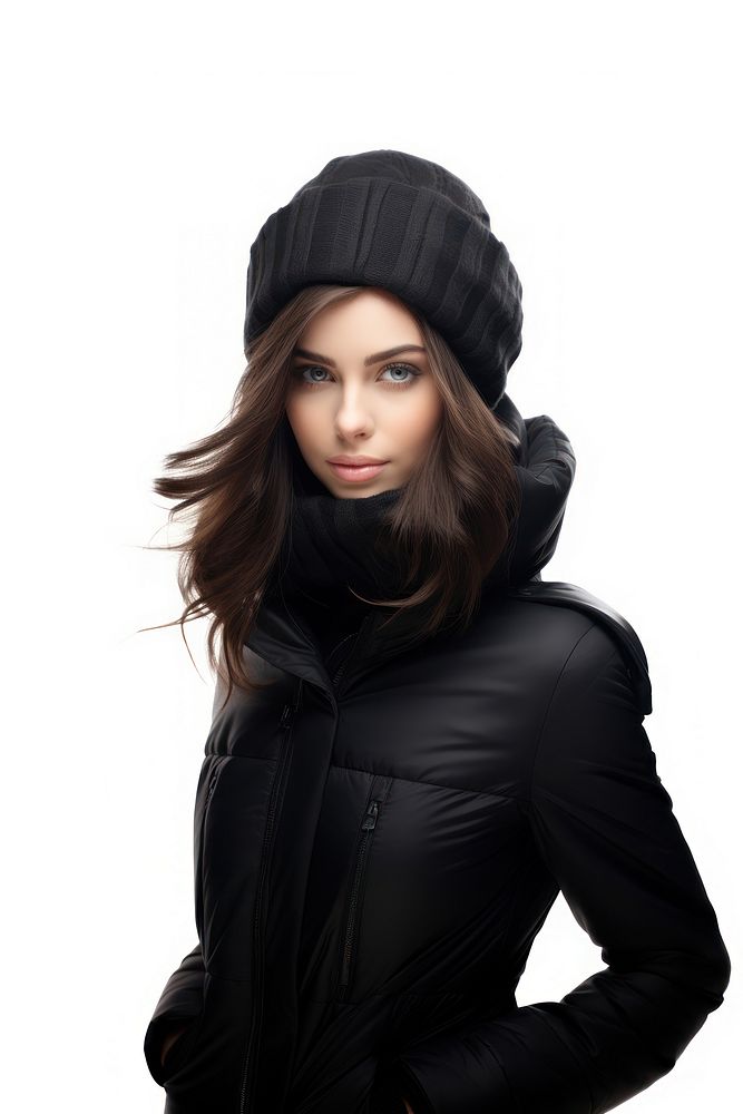 A woman winter fashion portrait jacket beanie. AI generated Image by rawpixel.