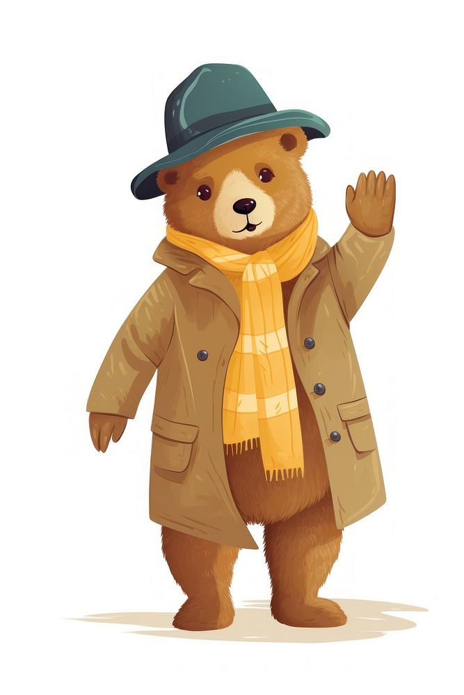 Coat bear hat white background. AI generated Image by rawpixel.