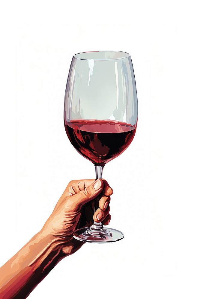 A hand toasting a wine glass drink white background refreshment. AI generated Image by rawpixel.