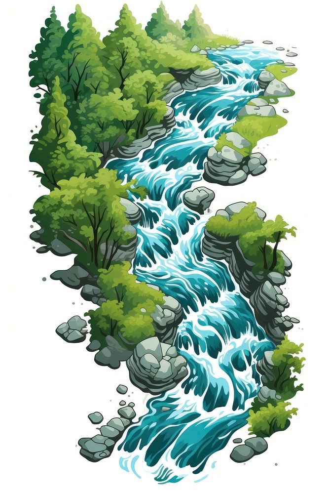 River water stream waterfall outdoors nature. AI generated Image by rawpixel.