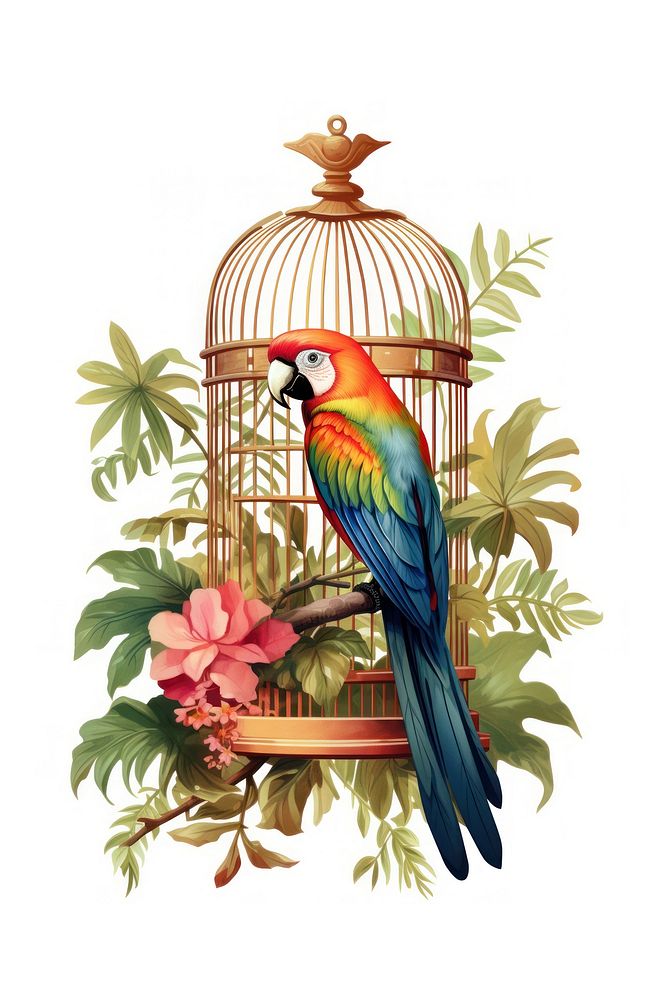 Bird parrot animal plant. AI generated Image by rawpixel.