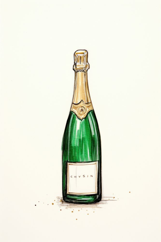 Champagne bottle drink green. AI generated Image by rawpixel.