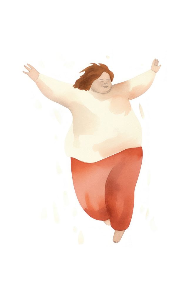 Chubby woman dancing adult back white background. AI generated Image by rawpixel.
