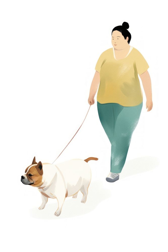 Woman leads dog walking mammal animal. AI generated Image by rawpixel.