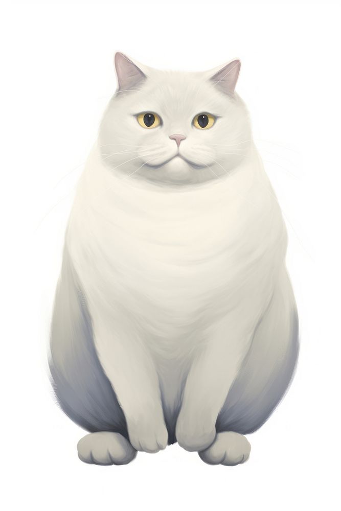 Chubby cat animal mammal white. AI generated Image by rawpixel.