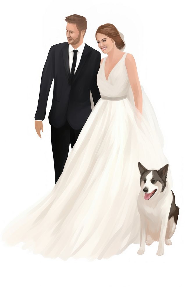 Couple dog wearing wedding dress portrait fashion tuxedo. AI generated Image by rawpixel.