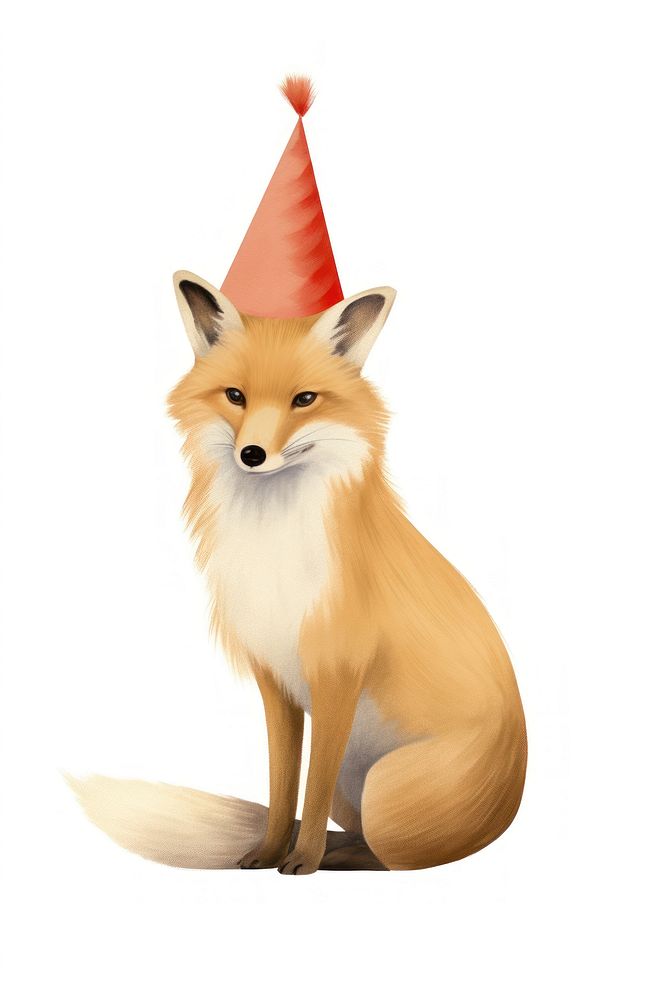Fox mammal animal hat fox pet white background. AI generated Image by rawpixel.