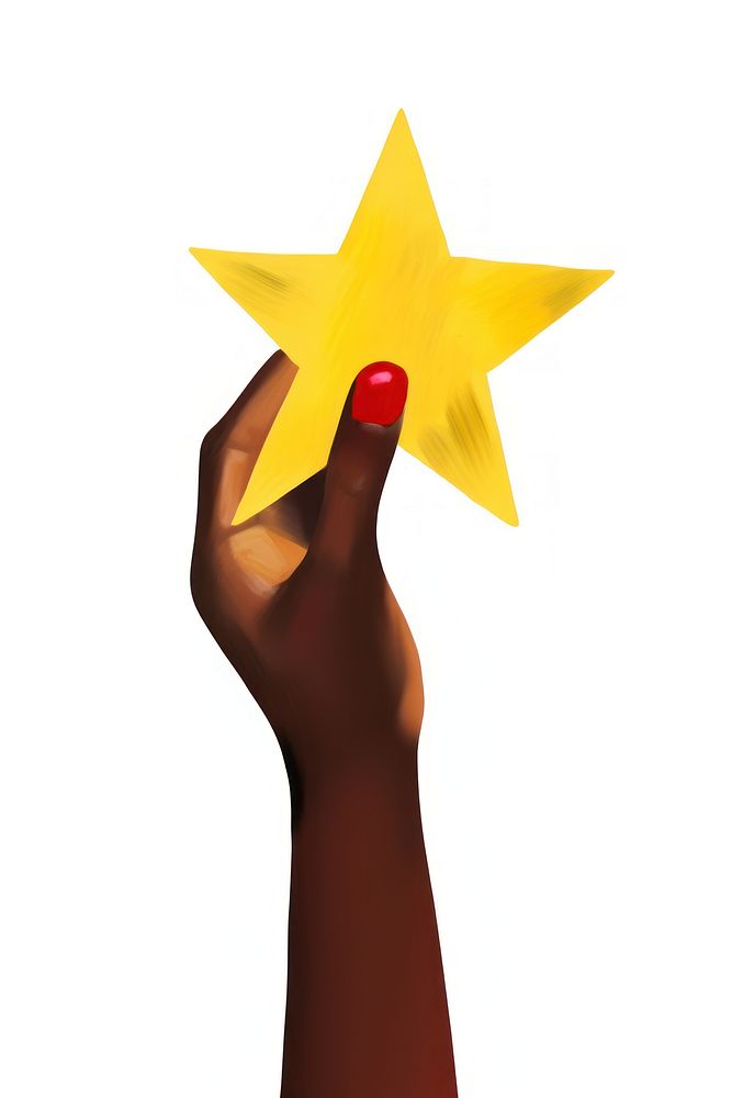 Hand holding star yellow symbol red. AI generated Image by rawpixel.