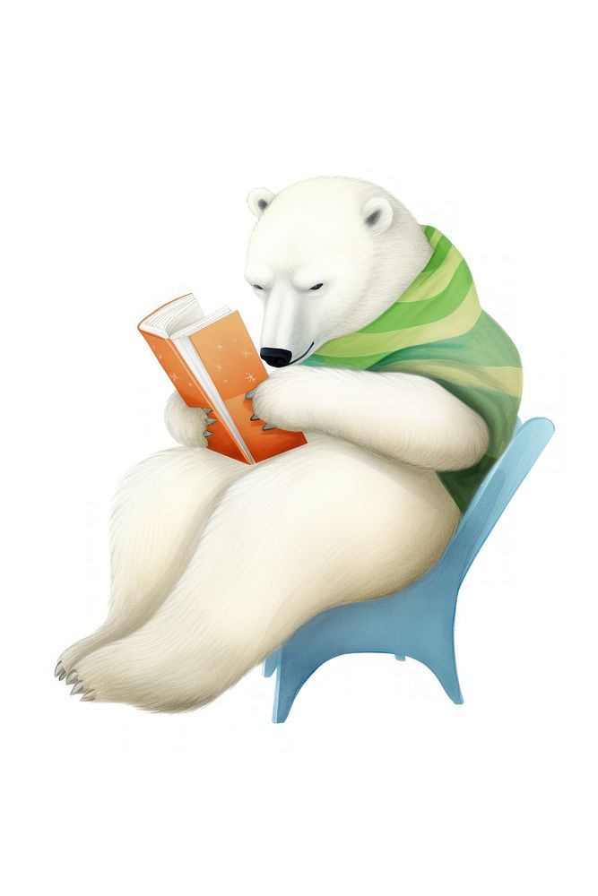 Polar bear reading book. AI generated Image by rawpixel.