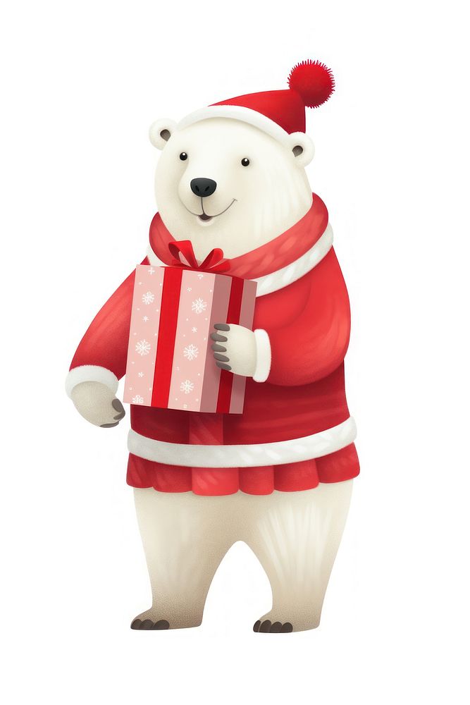 Snowman white bear red. AI generated Image by rawpixel.
