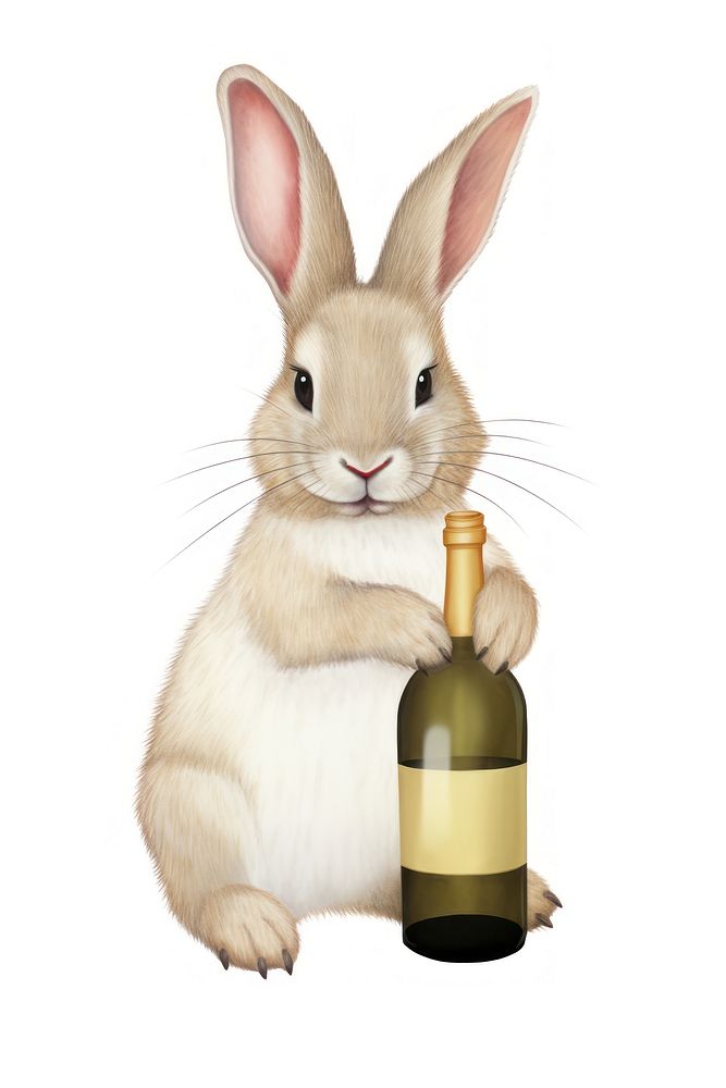 Rabbit hokding champagne rodent mammal animal. AI generated Image by rawpixel.
