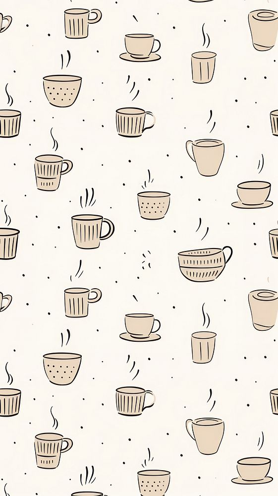 Coffee backgrounds pattern line. AI generated Image by rawpixel.