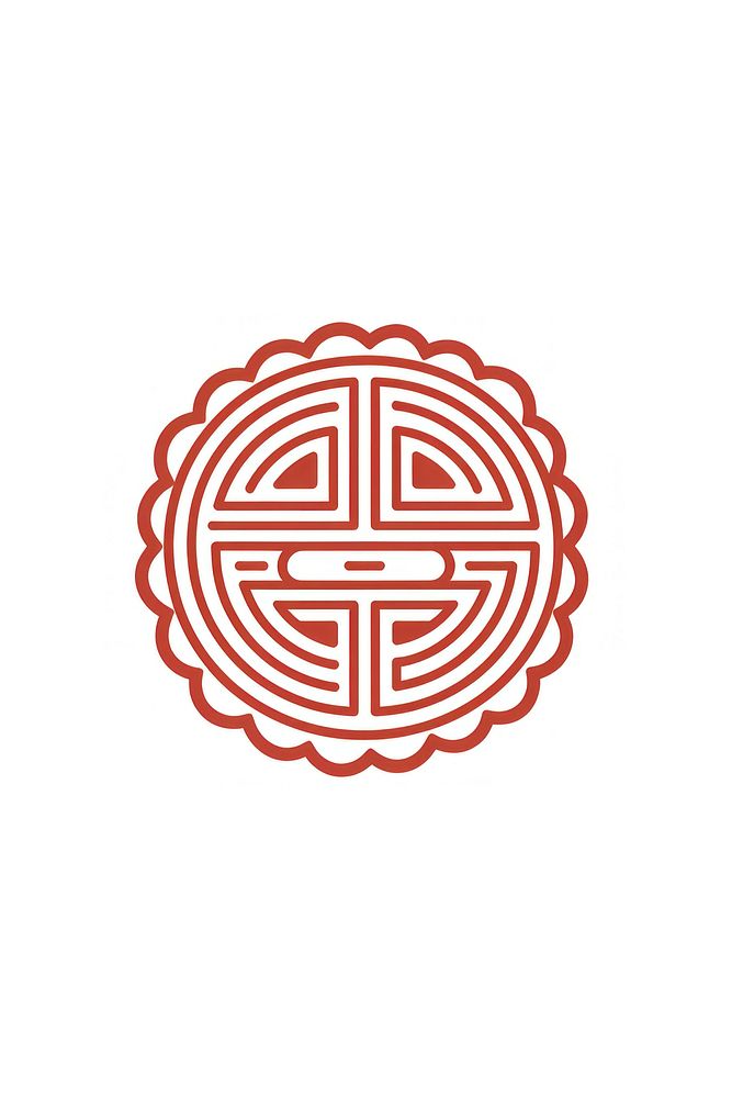 Chinese moon cake line logo red. AI generated Image by rawpixel.