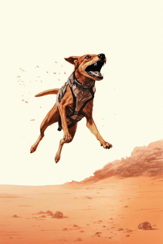 Dog flying on mars dog mammal animal. AI generated Image by rawpixel.
