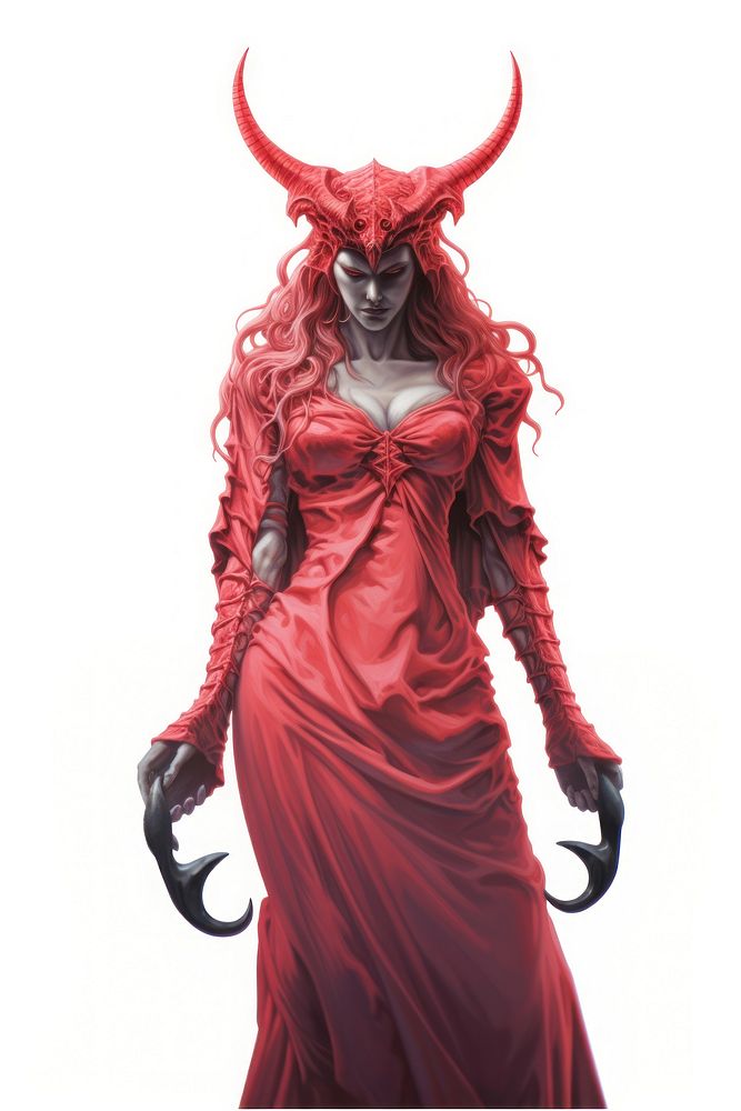 Lilith female Devil costume adult white background. AI generated Image by rawpixel.