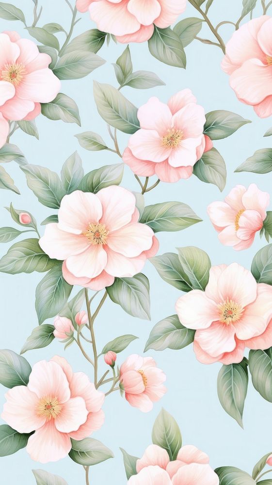 Ccamellias pattern flower backgrounds. AI generated Image by rawpixel.