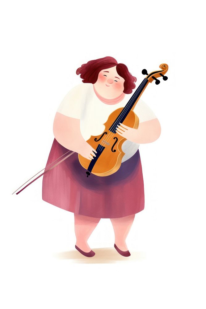 Woman playing violin guitar cello white background. AI generated Image by rawpixel.