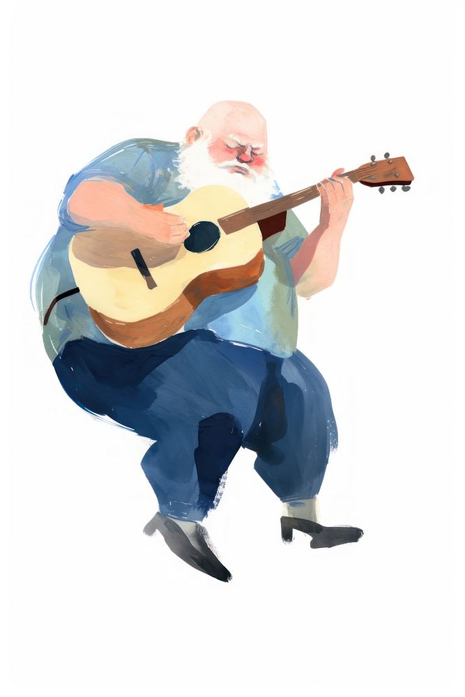 Old man playing guitar musician adult white background. AI generated Image by rawpixel.