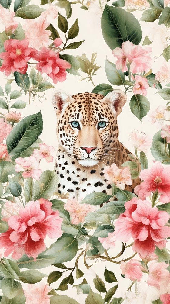 Leopard pattern flower wildlife. AI generated Image by rawpixel.