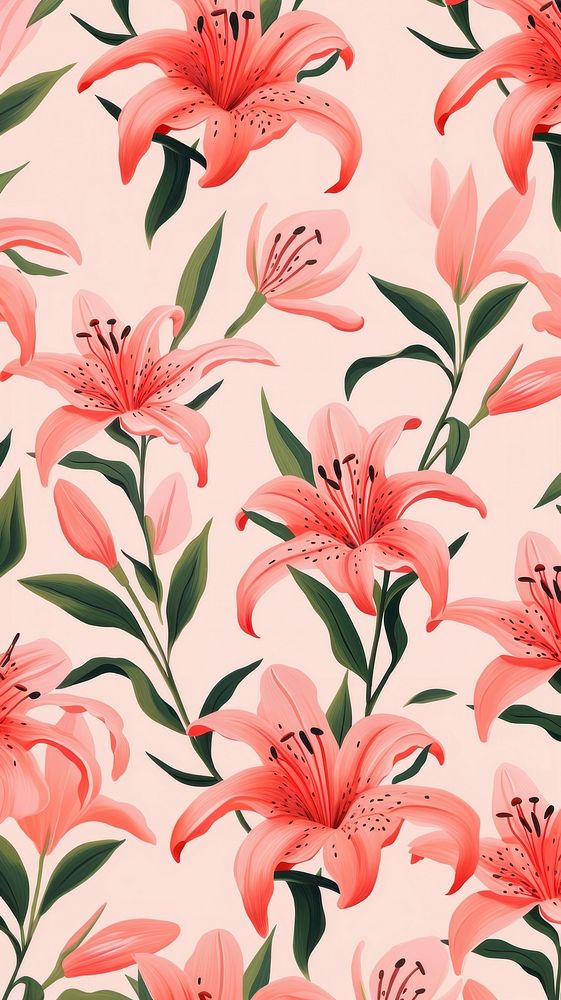Lily pattern backgrounds flower. AI generated Image by rawpixel.
