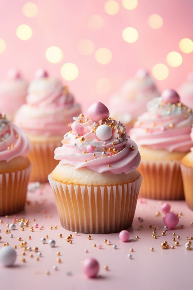 Cup cakes cupcake dessert icing. AI generated Image by rawpixel.