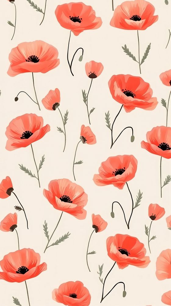 Poppy flower backgrounds pattern petal. AI generated Image by rawpixel.