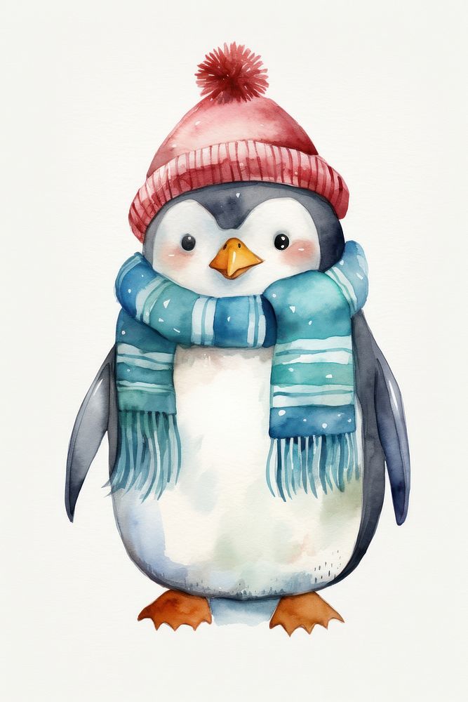 Penguin winter animal bird. AI generated Image by rawpixel.