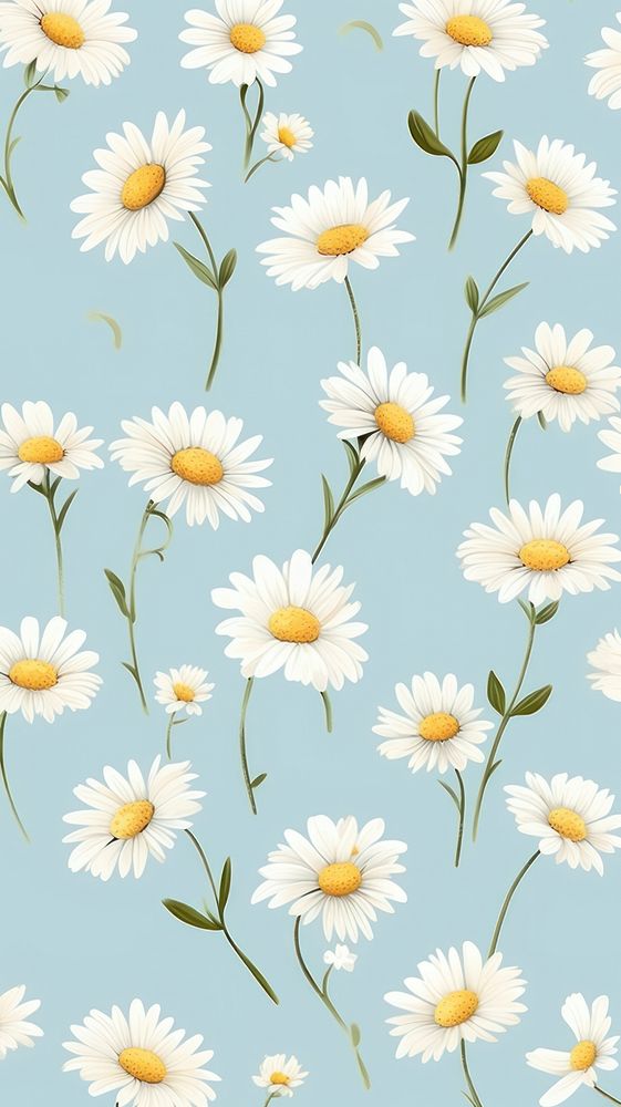 Watercolor cute daisy pattern backgrounds wallpaper. AI generated Image by rawpixel.
