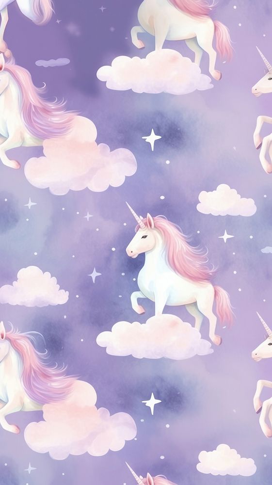 Watercolor unicorn icon backgrounds pattern cartoon. AI generated Image by rawpixel.