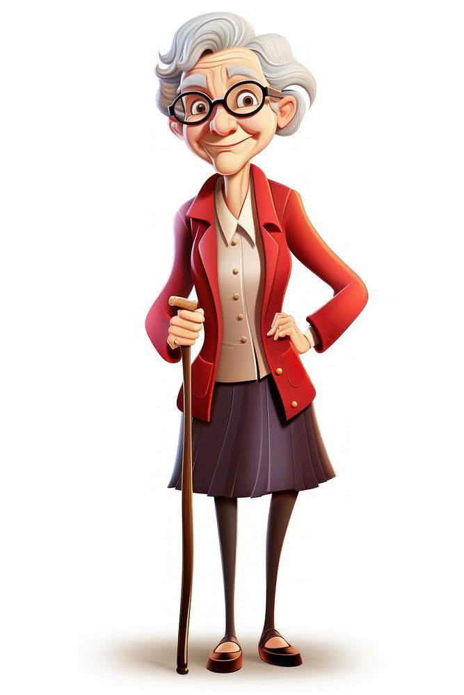 Senior adult cartoon women white background. AI generated Image by rawpixel.